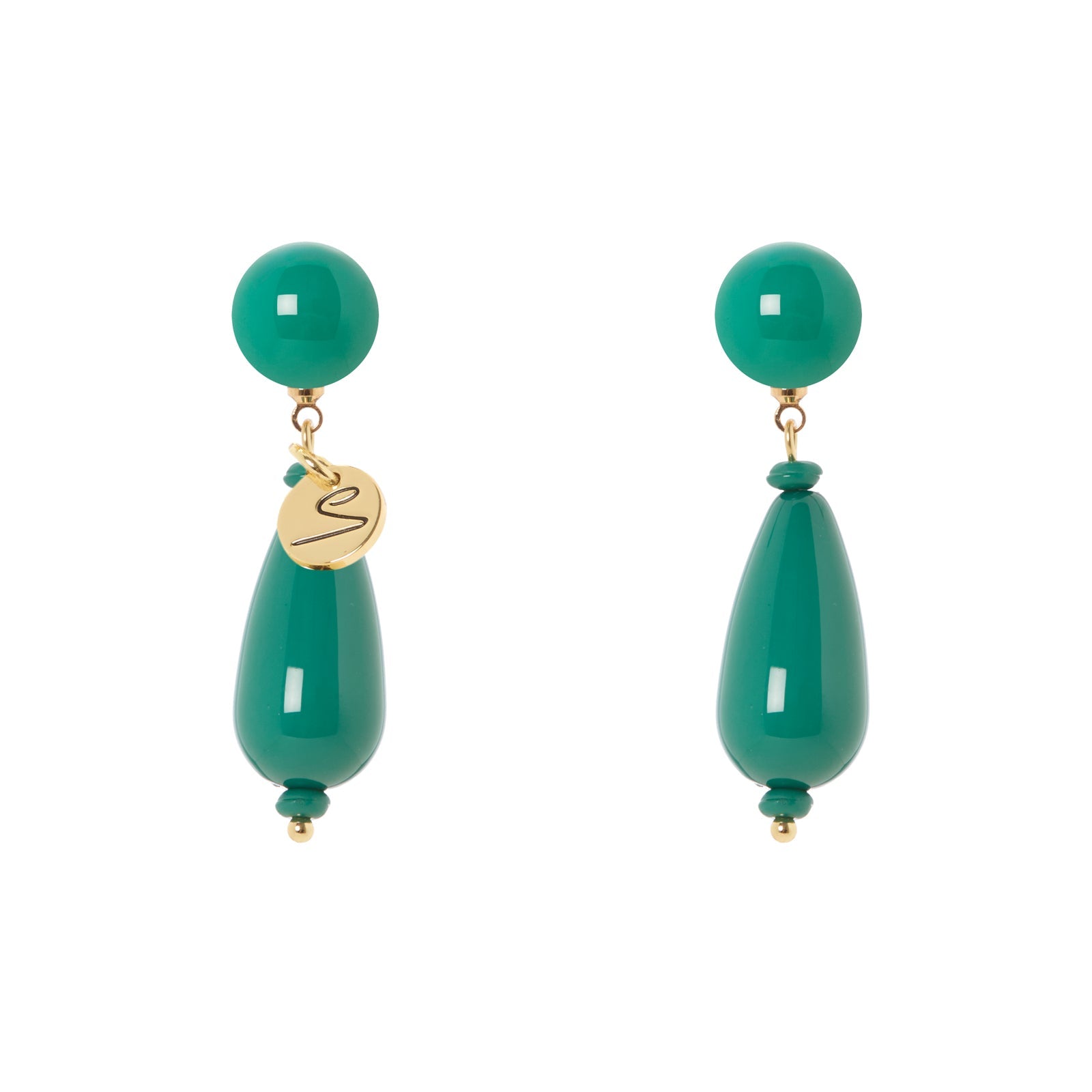 Orecchini sfera e goccia Droplet - Verde - Sodini Bijoux