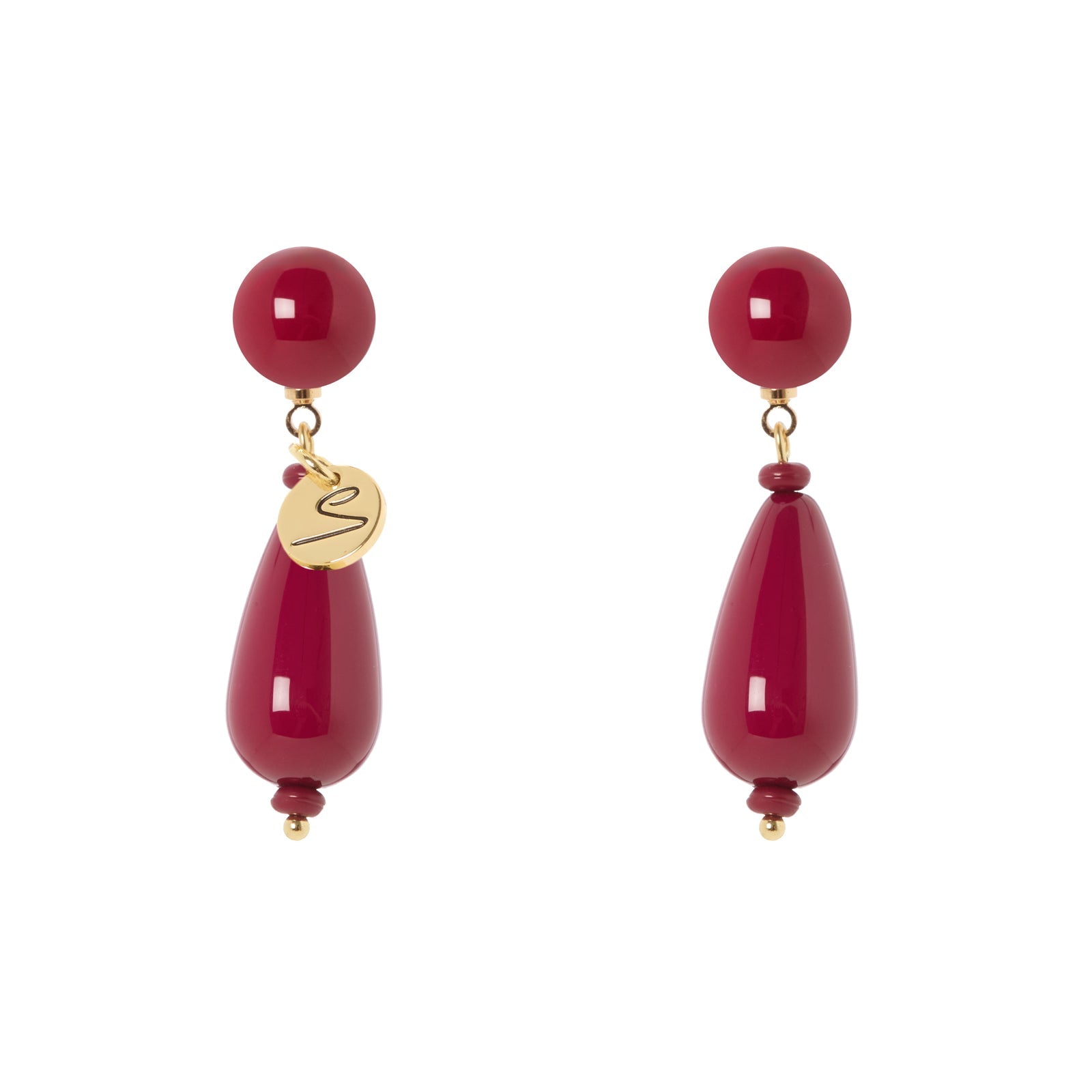 Orecchini sfera e goccia Droplet - Rosso - Sodini Bijoux