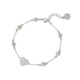 Chain and heart bracelet Petit Pavè - White - Sodini Bijoux
