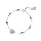 Chain and heart bracelet Petit Pavè - Blue - Sodini Bijoux