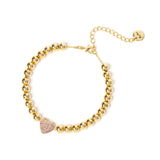 Boule and heart bracelet Petit Pavè - Peach - Sodini Bijoux