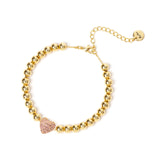 Boule and heart bracelet Petit Pavè - Pink - Sodini Bijoux