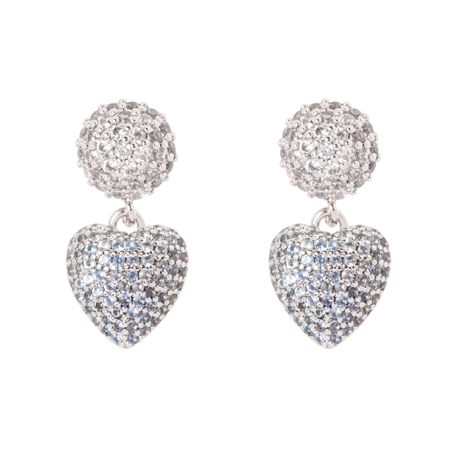 Half sphere and heart earrings Petit Pavè - Blue - Sodini Bijoux