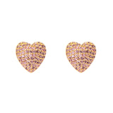 Heart shaped earrings Petit Pavè - Pink - Sodini Bijoux