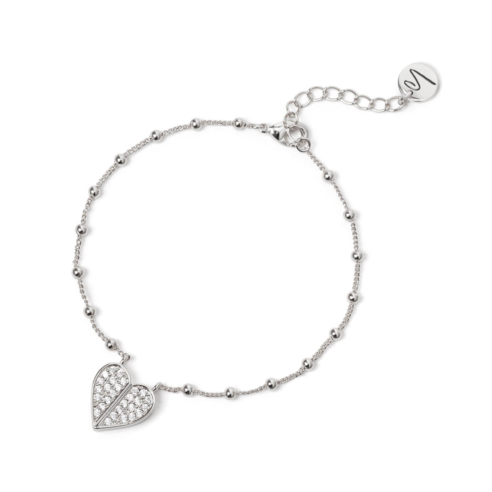 Bracciale mini-boule e cuore di pavè #Sharethelove - Argento - Sodini Bijoux
