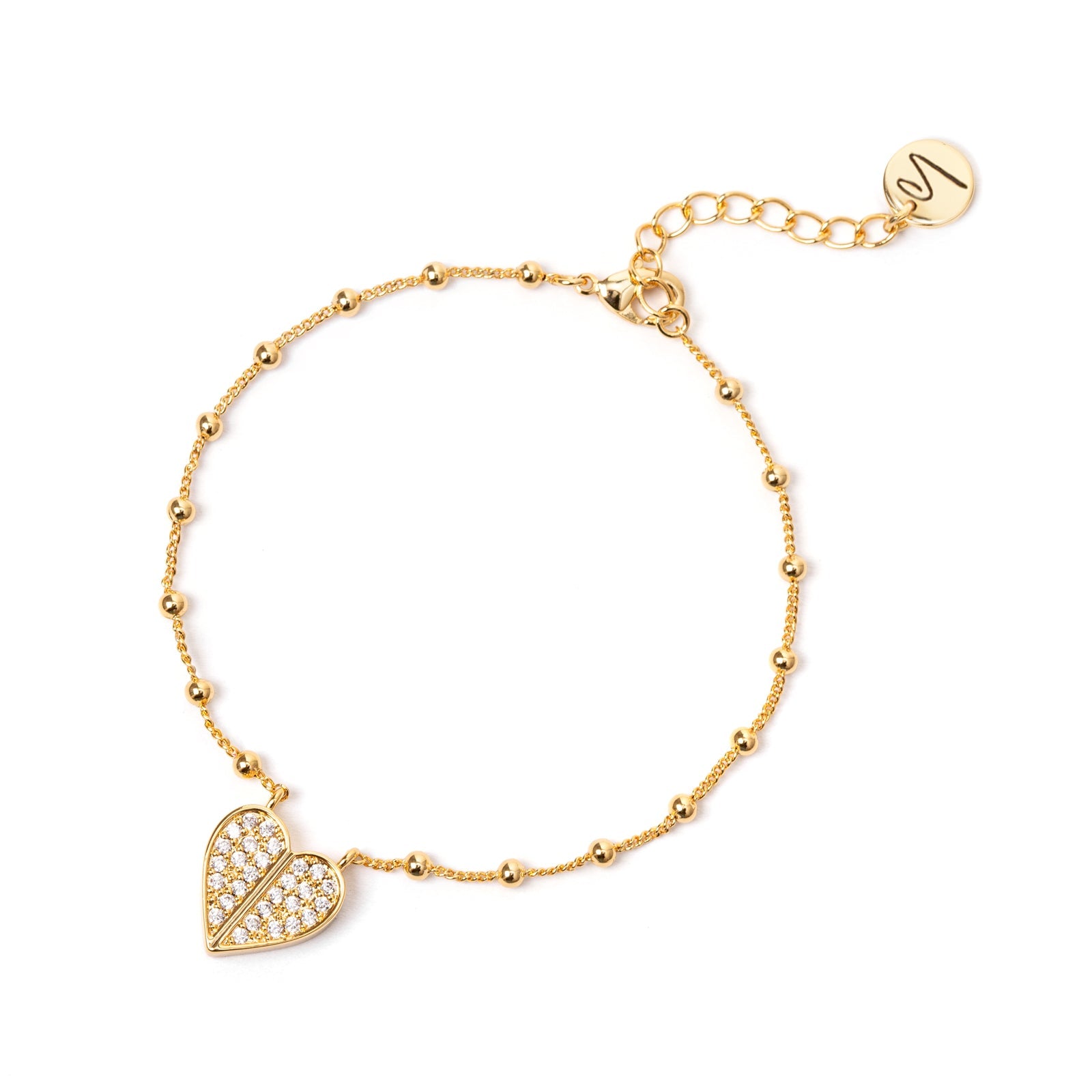 Bracciale mini-boule e cuore di pavè #Sharethelove - Oro - Sodini Bijoux