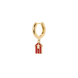 Mono orecchino con cerchio e cabina Summer Mania - Rosso - Sodini Bijoux