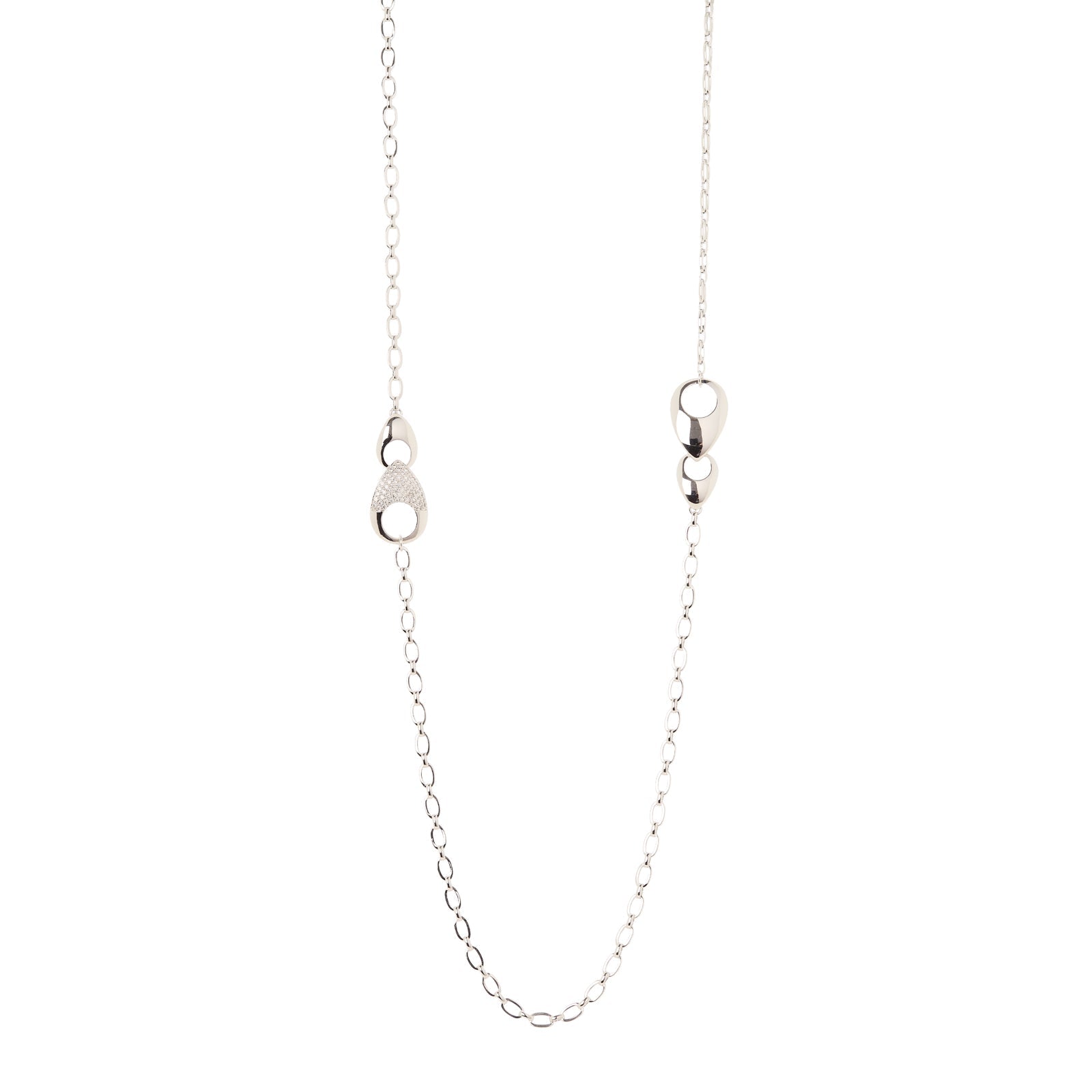 Collana lunga maglie lunghe e gocce Deva - Argento - Sodini Bijoux