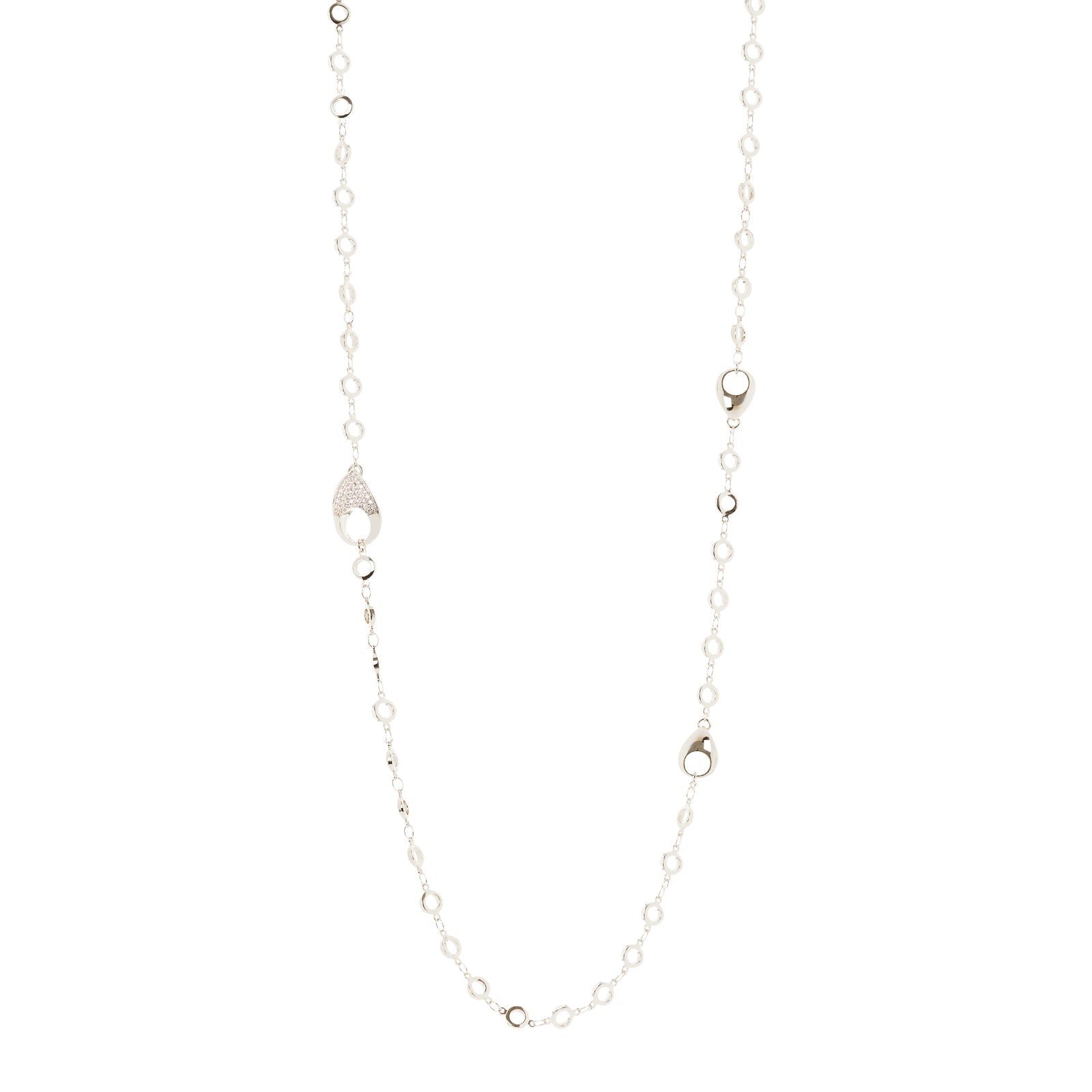 Collana lunga anelli e gocce Deva - Argento - Sodini Bijoux