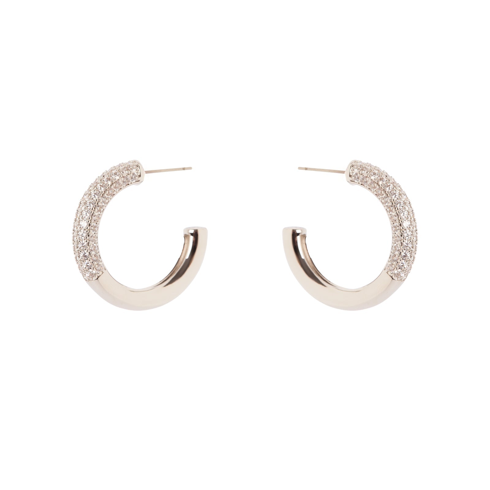 Orecchini cerchio tubolare pavè Deva - Argento - Sodini Bijoux