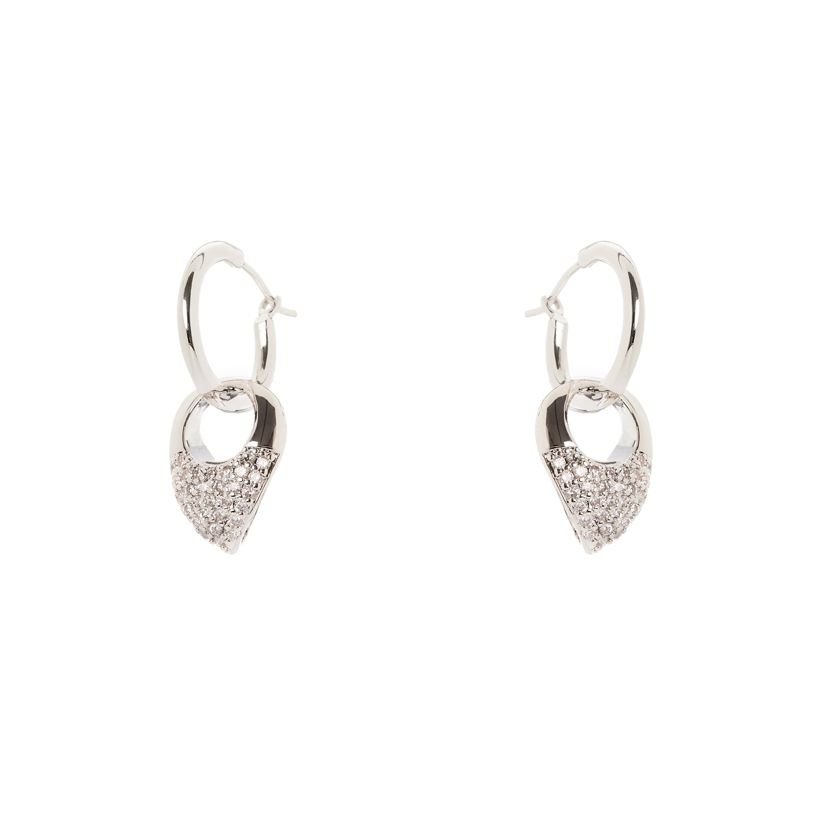 Orecchini cerchio goccia pavè pendente Deva - Argento - Sodini Bijoux