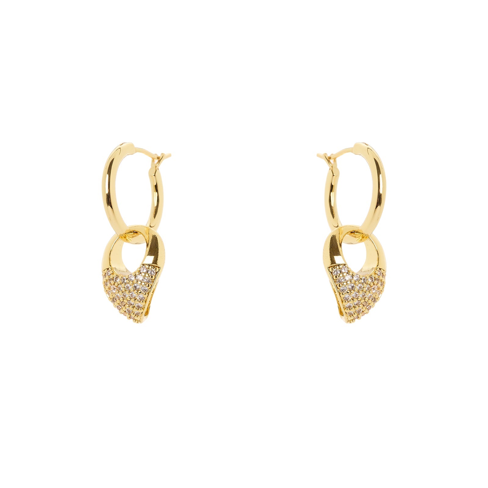 Orecchini cerchio goccia pavè pendente Deva - Oro - Sodini Bijoux