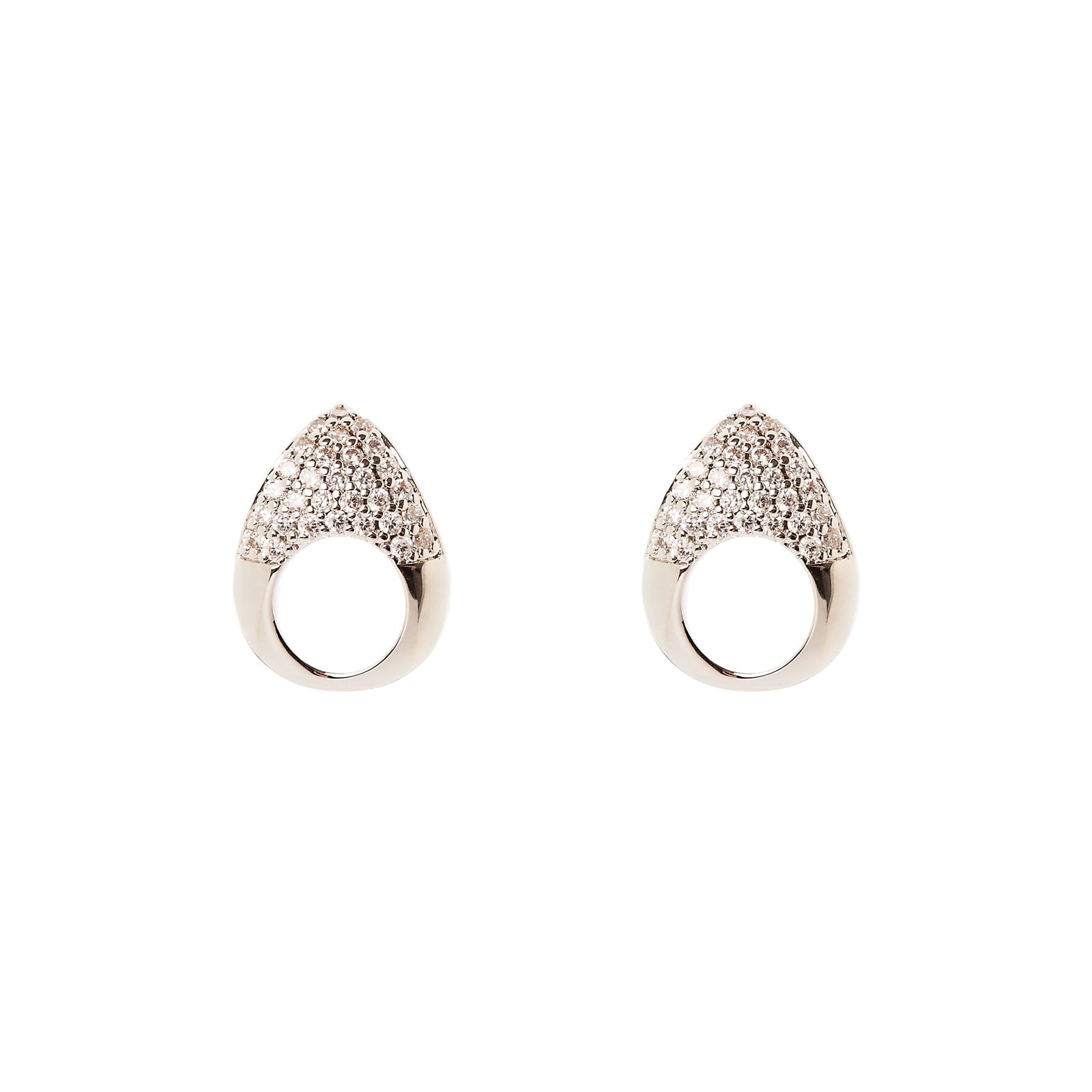 Piccoli orecchini goccia cava pavè  Deva - Argento - Sodini Bijoux