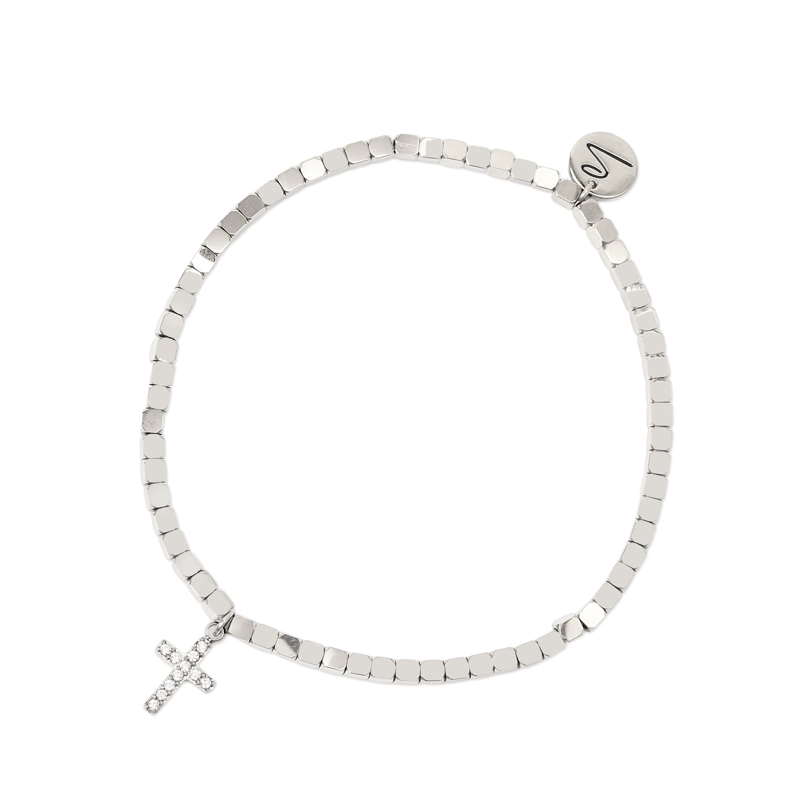 Bracciale elastico cubetti croce Holy - Argento - Sodini Bijoux