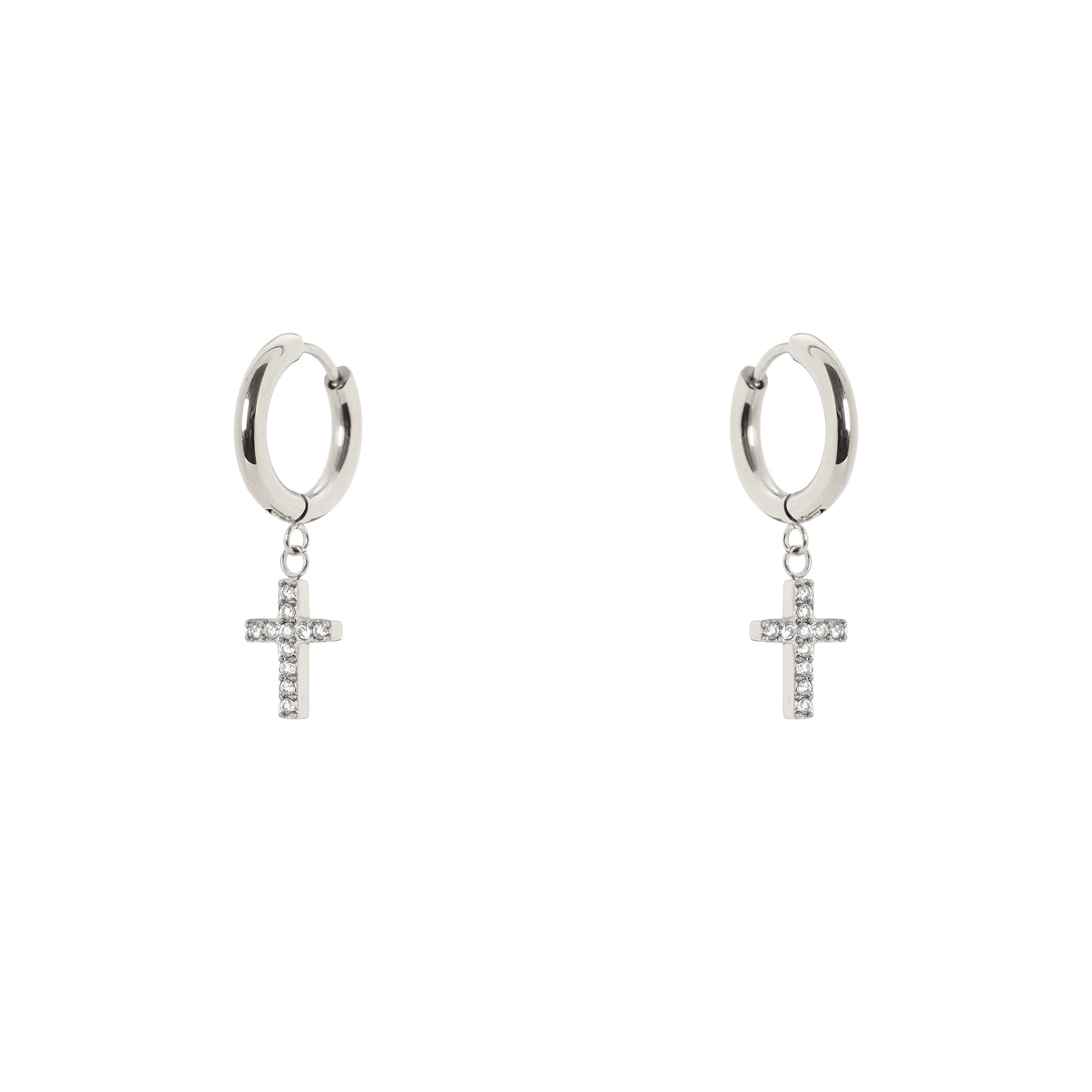 Orecchini cerchietto piccola croce Holy - Argento - Sodini Bijoux