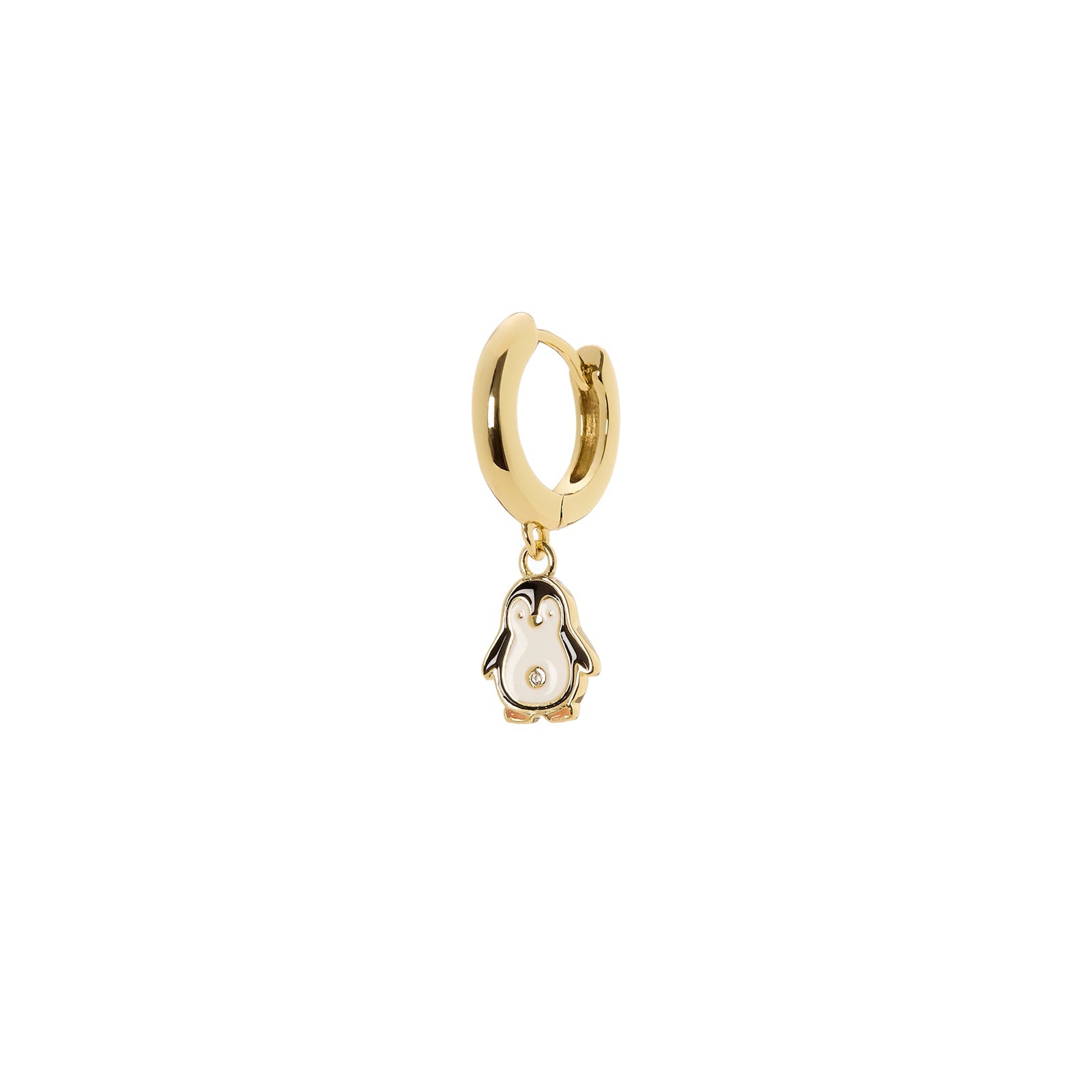 Orecchini con cerchio e pinguino Momenti mania - Bianco e nero - Sodini Bijoux