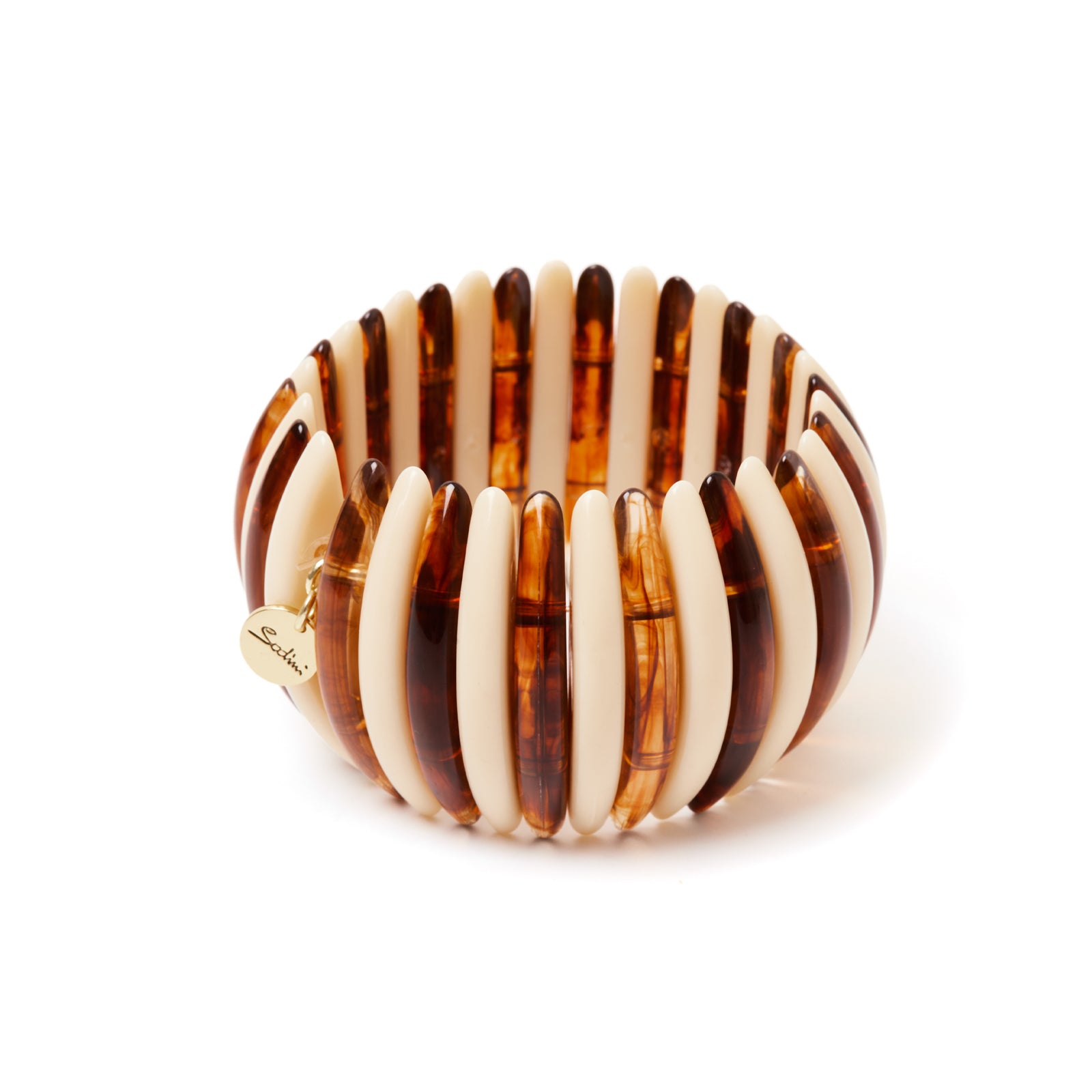 Bangle elastico in resina - Avorio e ambra - Sodini Bijoux