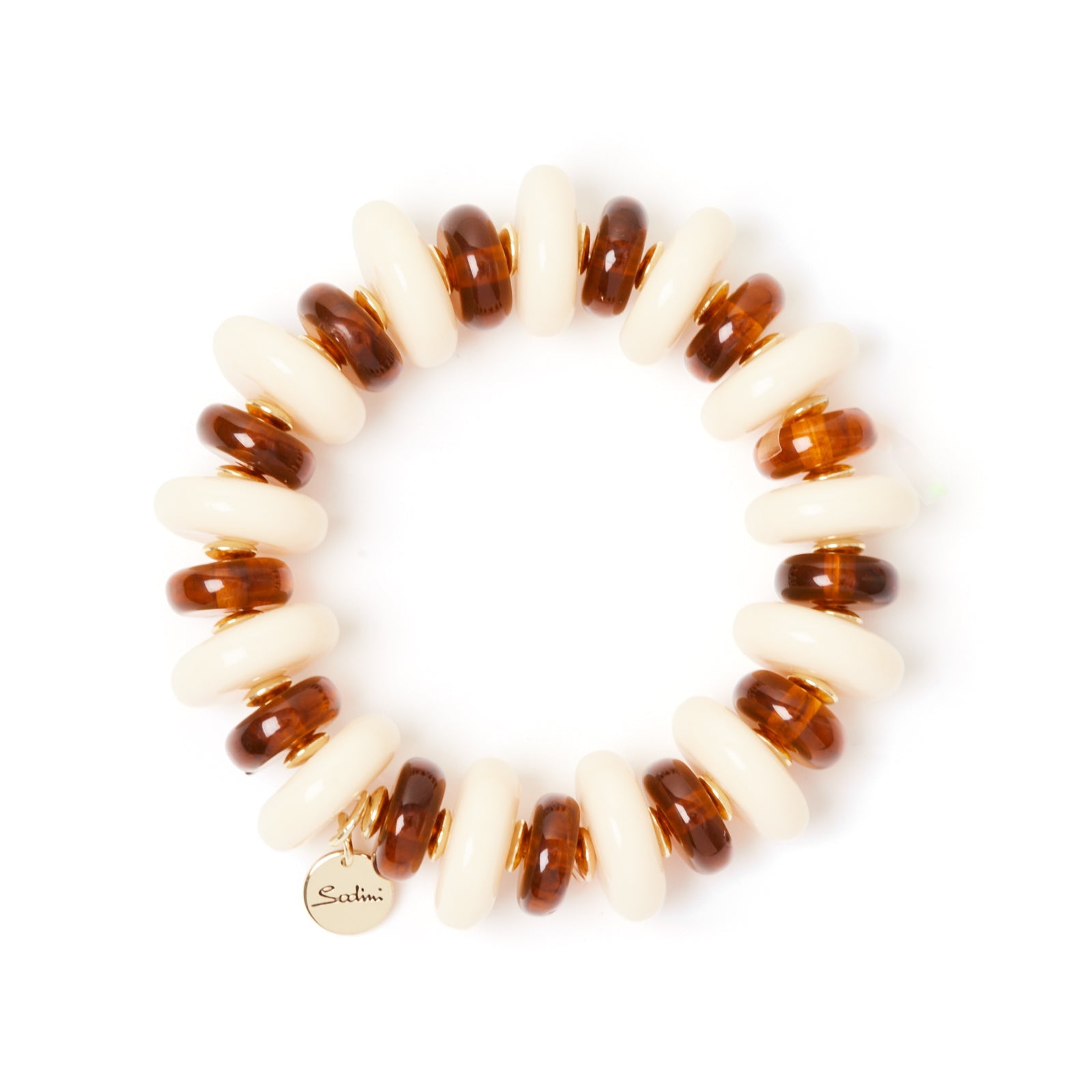 Bracciale elastico a bonbon Vieste - Avorio e ambra - Sodini Bijoux