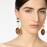 Orecchini bonbon, boule olivina Vieste - Avorio e ambra - Sodini Bijoux