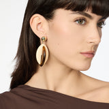 Orecchini a due foglie Vieste - Avorio e ambra - Sodini Bijoux