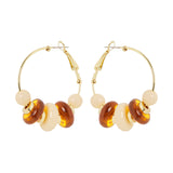 Orecchini a cerchio filiforme bonbon boule Vieste - Avorio e ambra - Sodini Bijoux