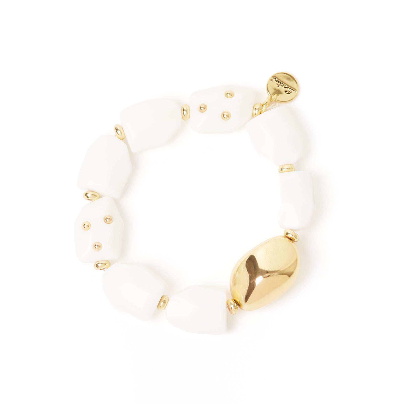 Bracciale elastico grandi elementi poliedrici Filicudi - Bianco - Sodini Bijoux