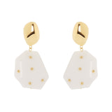 Orecchini ciottolo ed elemento poliedrico Filicudi - Bianco - Sodini Bijoux