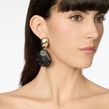 Orecchini ciottolo ed elemento poliedrico Filicudi - Nero - Sodini Bijoux