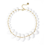 Short necklace with two-dimensional Cocoon gems - White - Sodini Bijoux