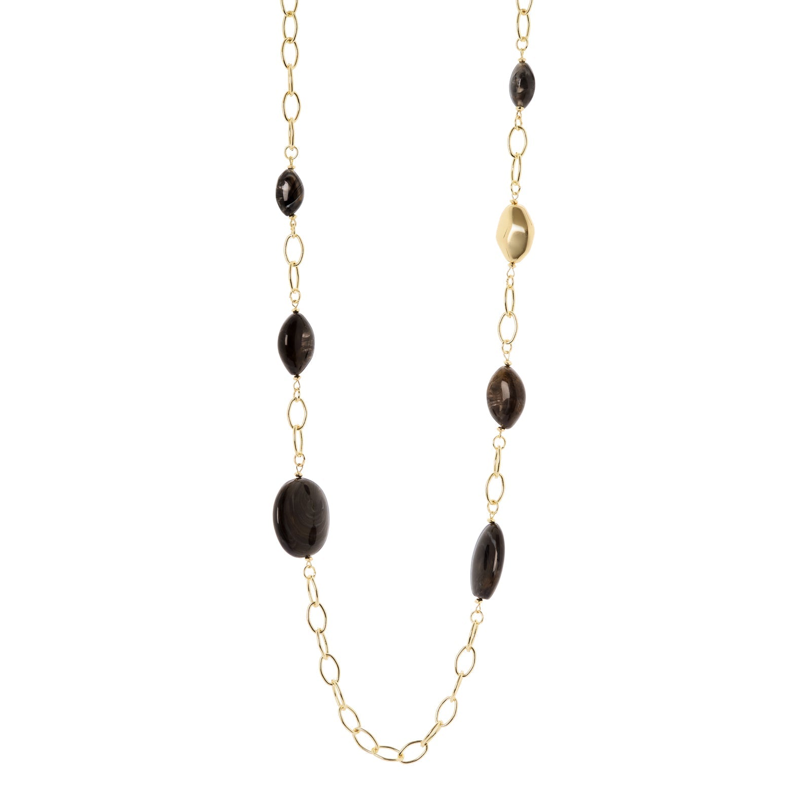 Collana lunga catena ciottoli Harper - Nero - Sodini Bijoux