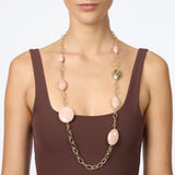 Collana lunga catena ciottoli Harper - Rosa - Sodini Bijoux