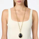 Collana lunga catena cabochon Harper - Nero - Sodini Bijoux