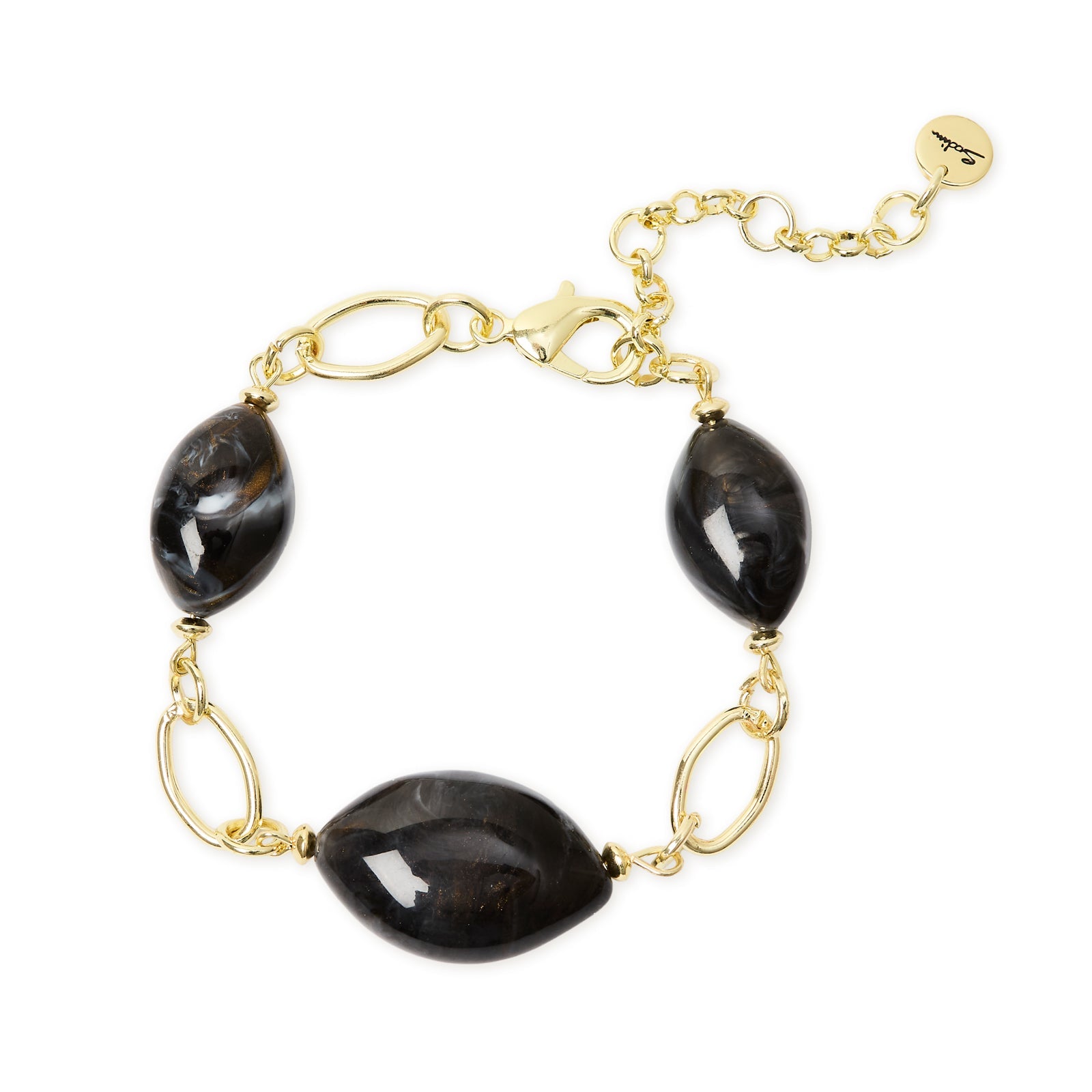 Bracciale tre grandi ciottoli Harper - Nero - Sodini Bijoux