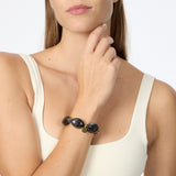 Bracciale elastico grandi ciottoli Harper - Nero - Sodini Bijoux