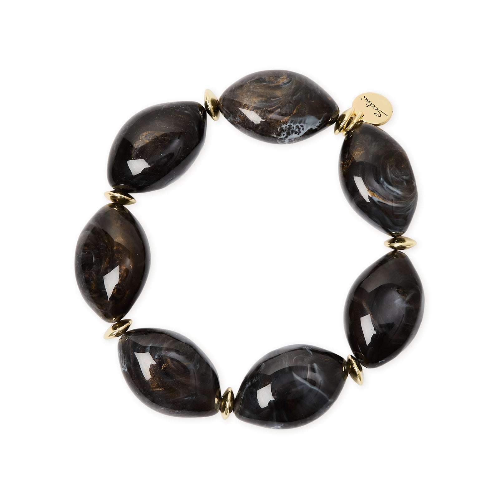 Bracciale elastico grandi ciottoli Harper - Nero - Sodini Bijoux