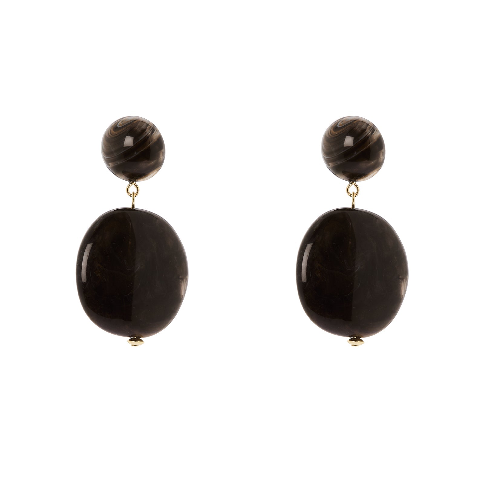 Orecchini sfera e pendente ovale Harper - Nero - Sodini Bijoux