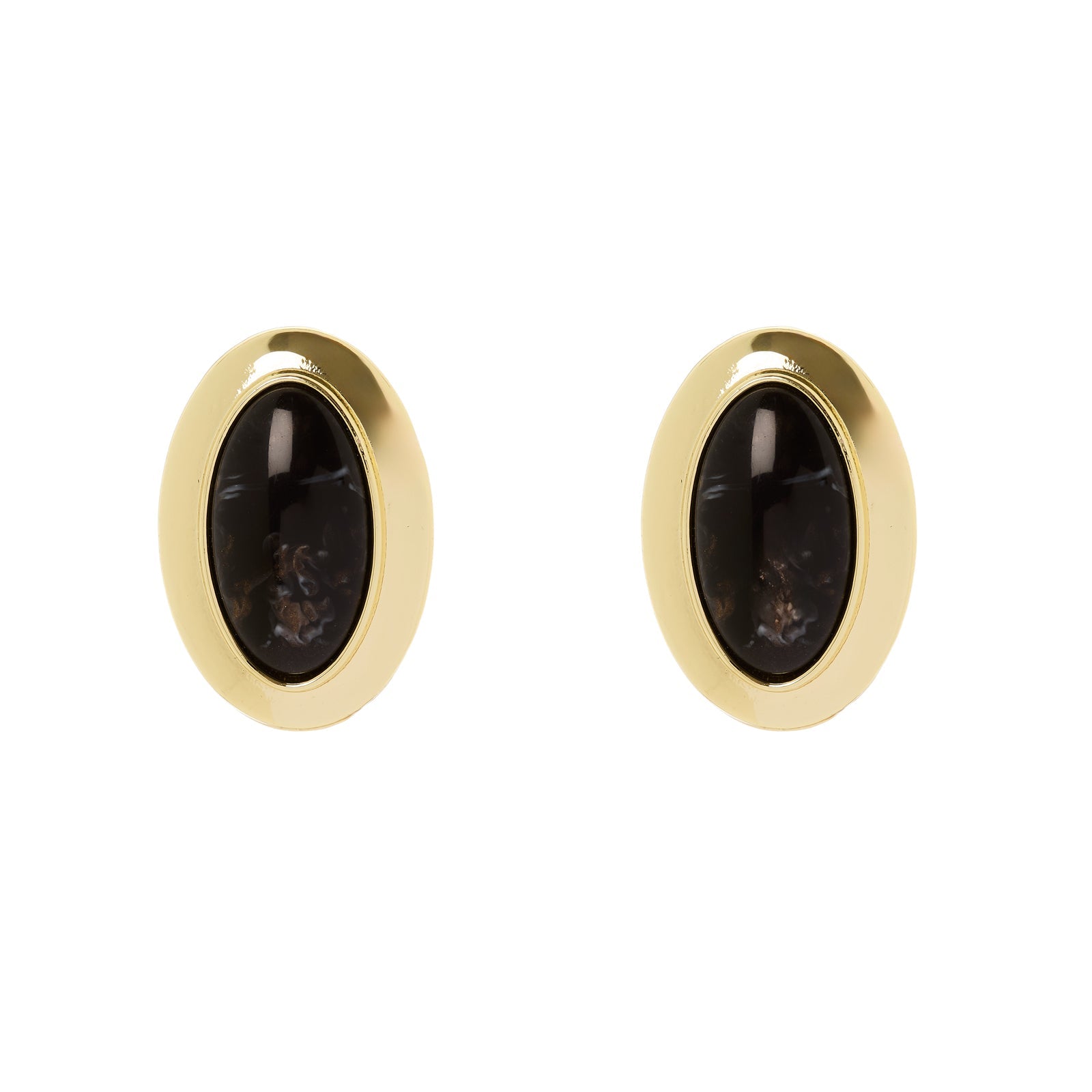 Orecchini cabochon in cornice Harper - Nero - Sodini Bijoux
