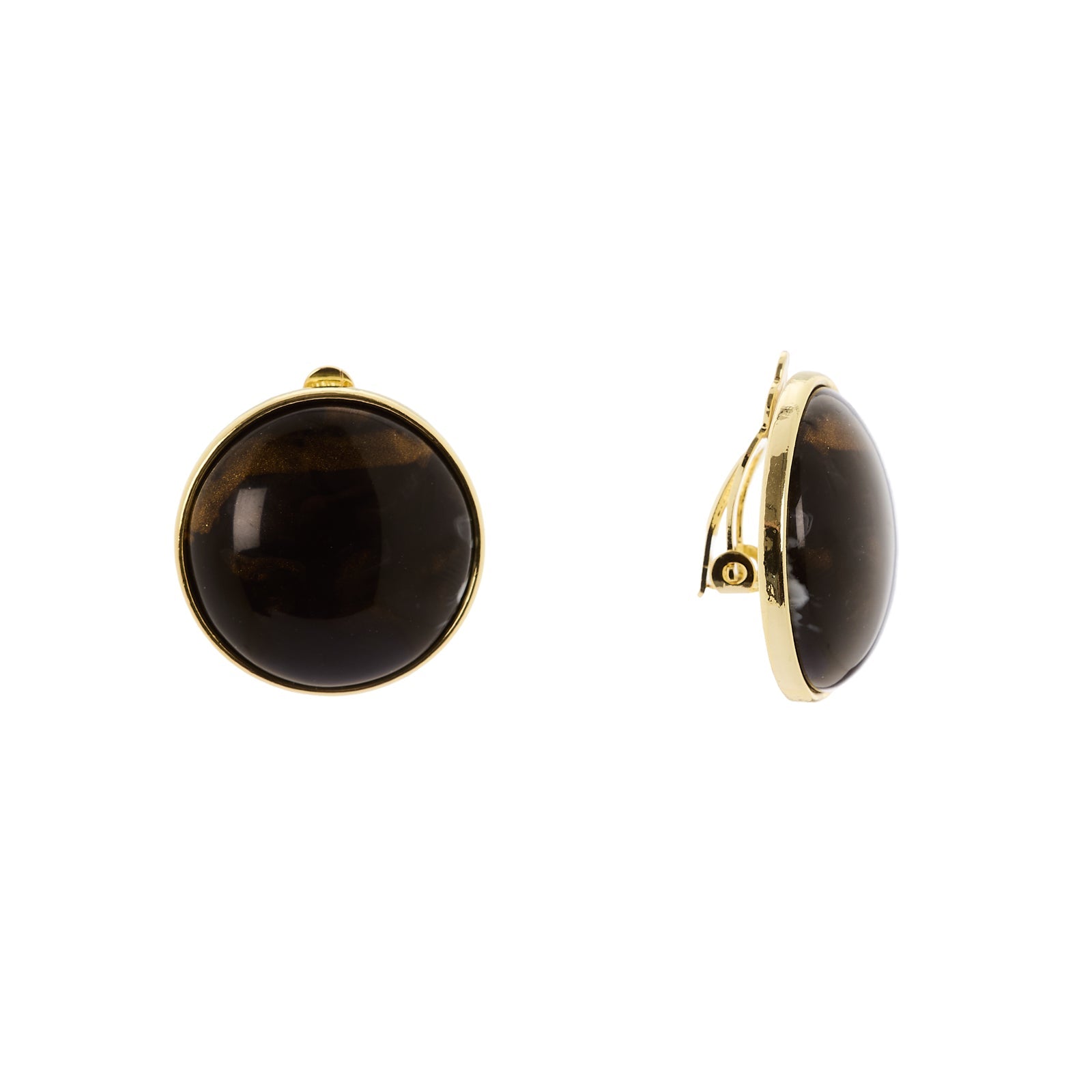 Orecchini cabochon tondo Harper - Nero - Sodini Bijoux