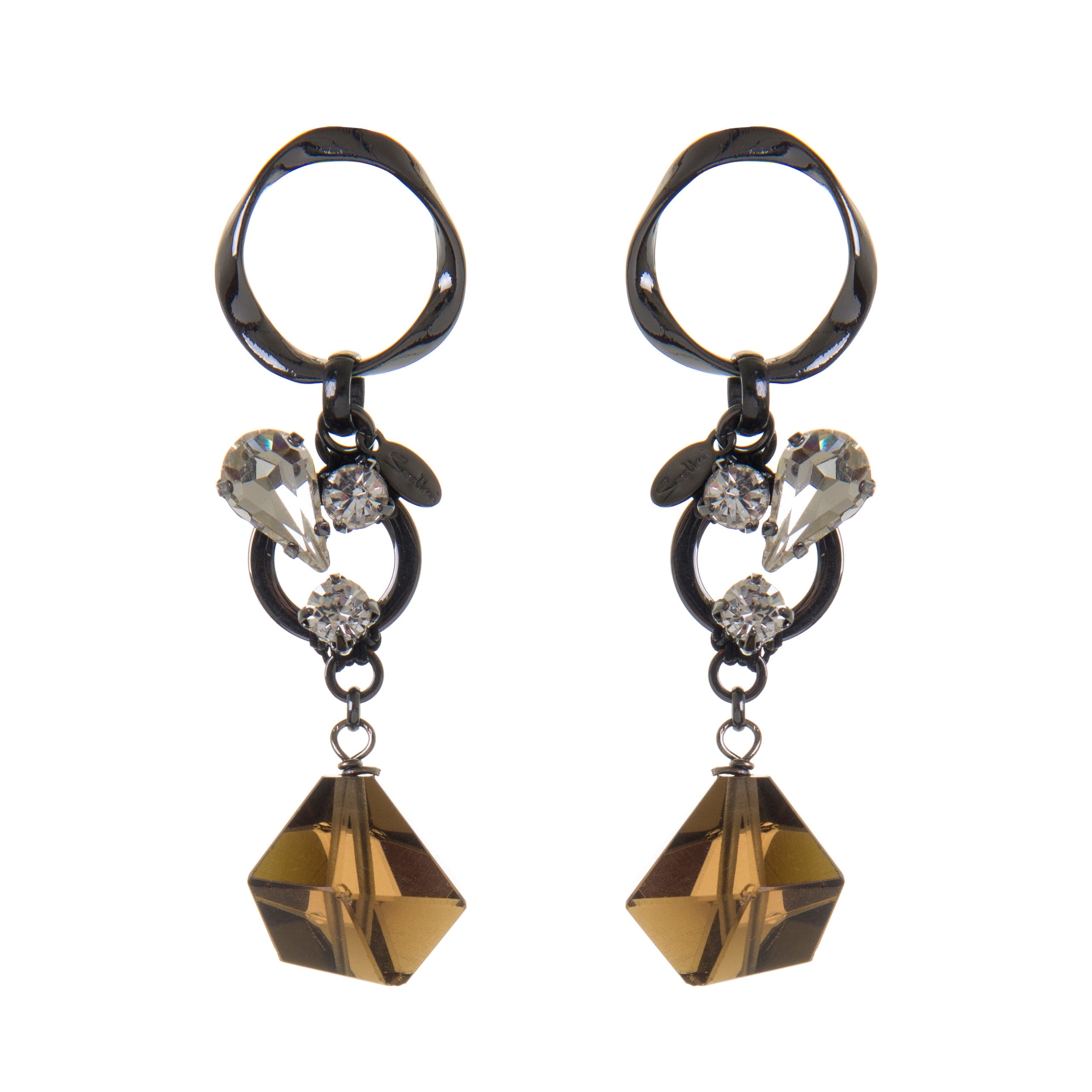 Orecchini anello e pietra Marlene - Nero - Sodini Bijoux