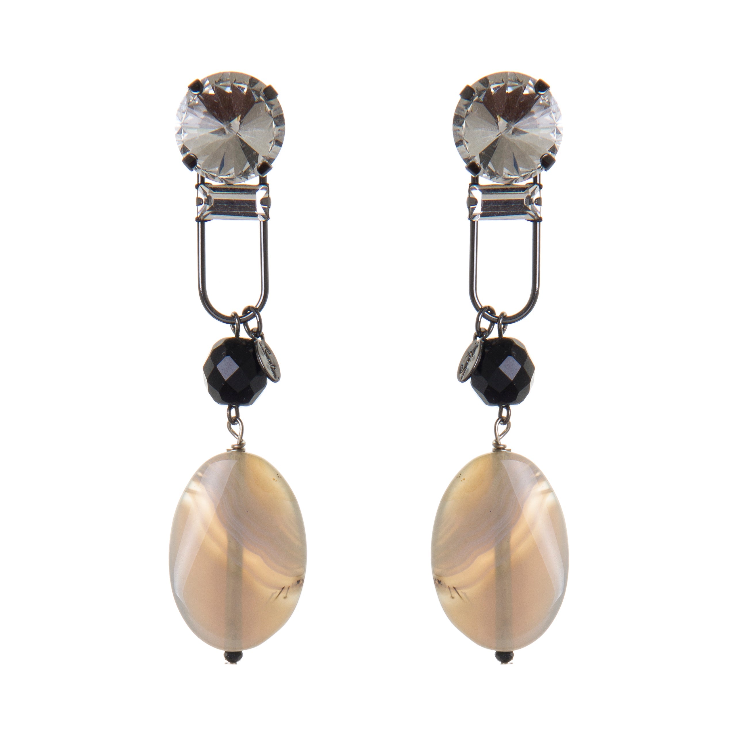 Orecchini archetto e pietra Marlene - Nero - Sodini Bijoux