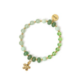 Bracciale elastico sfere, mini-boule e fiorellino Summer Bouquet - Verde chiaro - Sodini Bijoux