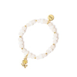 Bracciale elastico sfere, anelli e rosa Summer Bouquet - Bianco - Sodini Bijoux