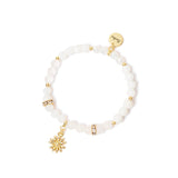 Bracciale elastico sfere, anellini e margheritina Summer Bouquet - Bianco - Sodini Bijoux