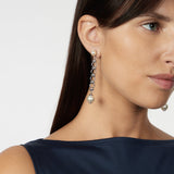 Chain and two pearls earrings Ninive - Silver - Sodini Bijoux