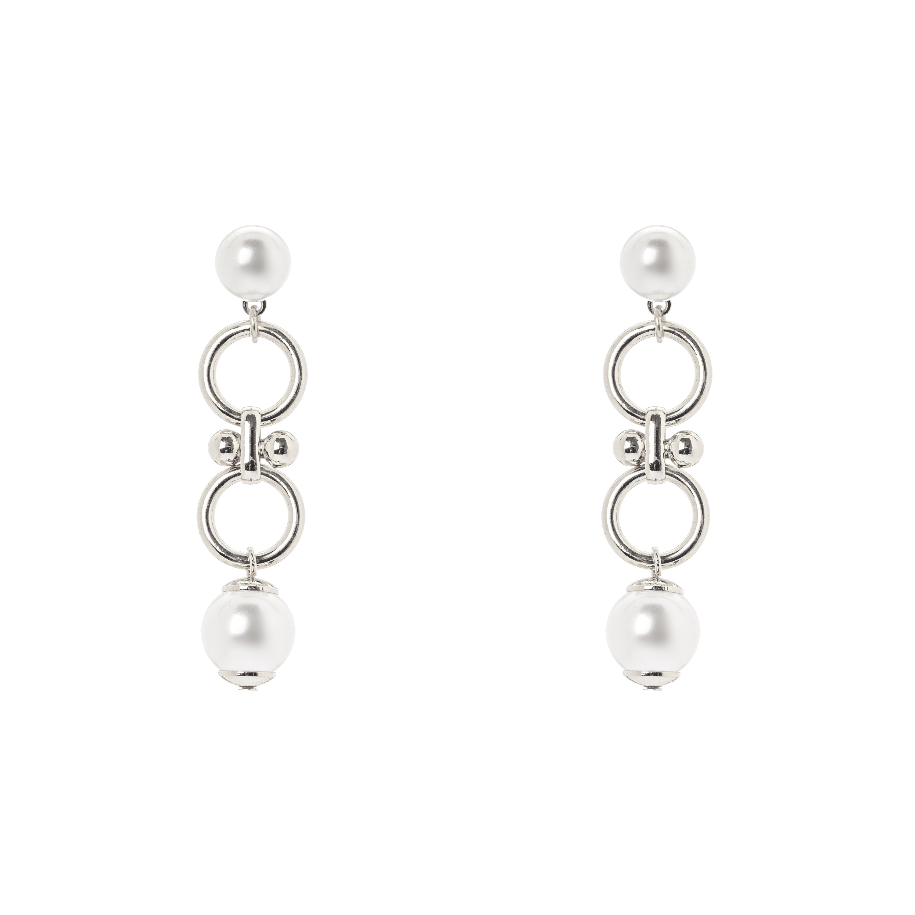 Orecchini due cerchi e due perle Ninive - Argento - Sodini Bijoux