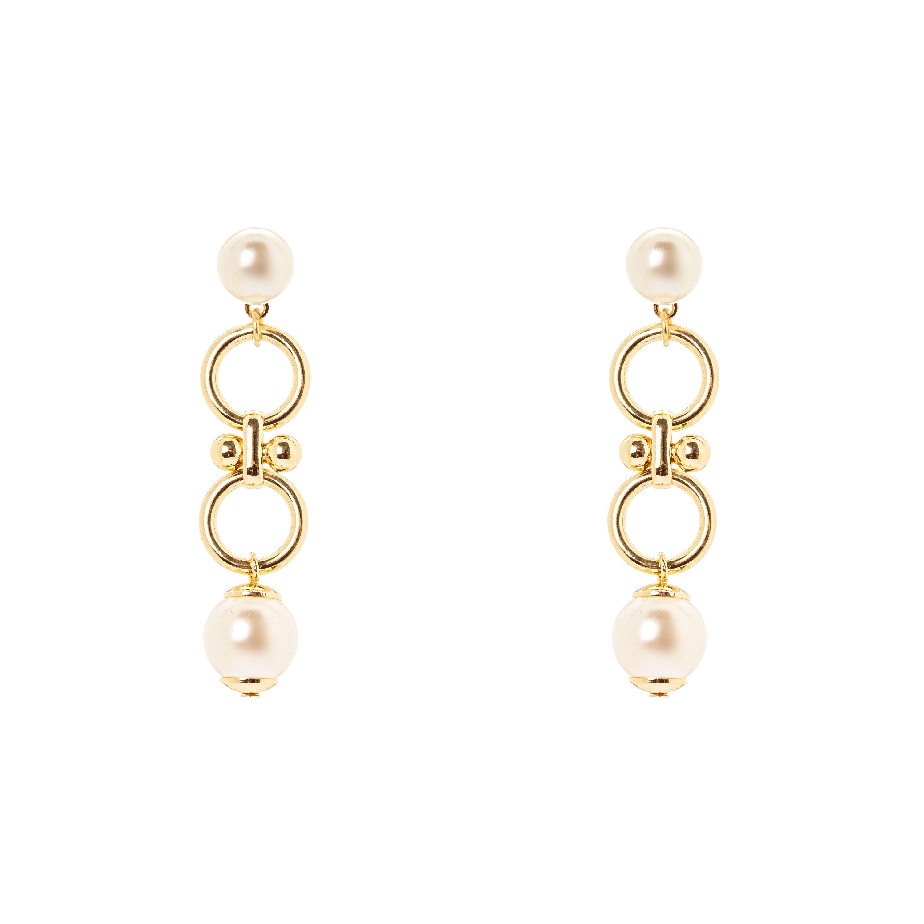 Orecchini due cerchi e due perle Ninive - Oro - Sodini Bijoux