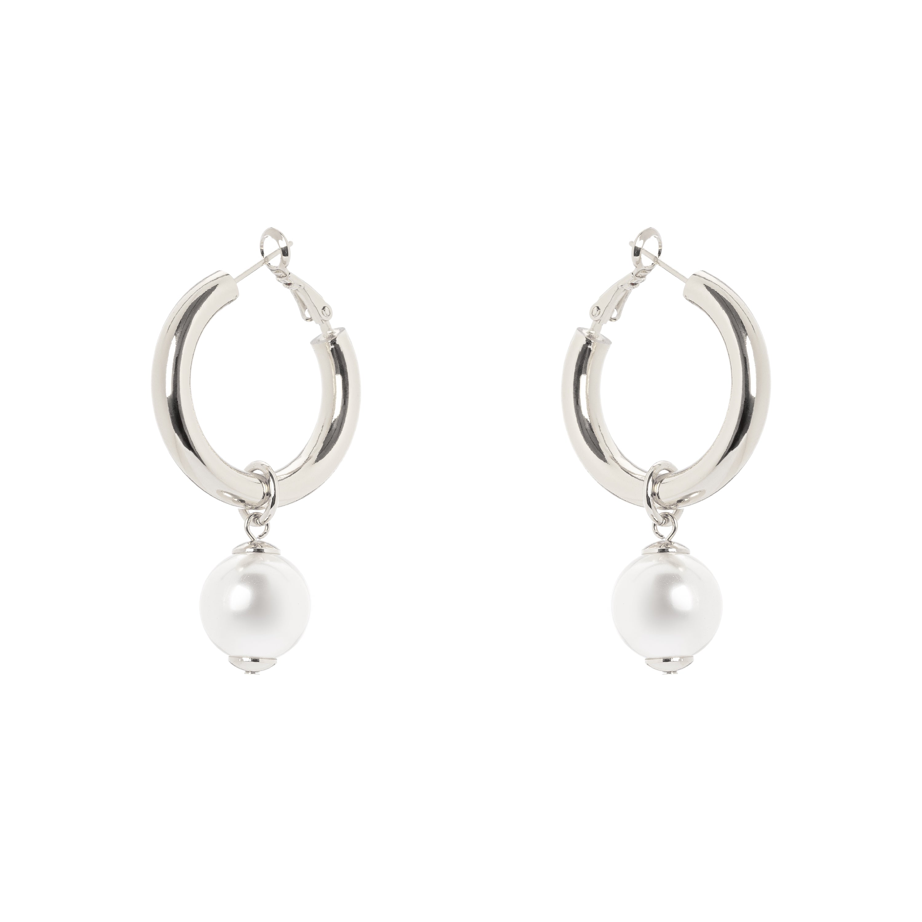 Orecchini cerchietto e perla pendente Ninive - Argento - Sodini Bijoux