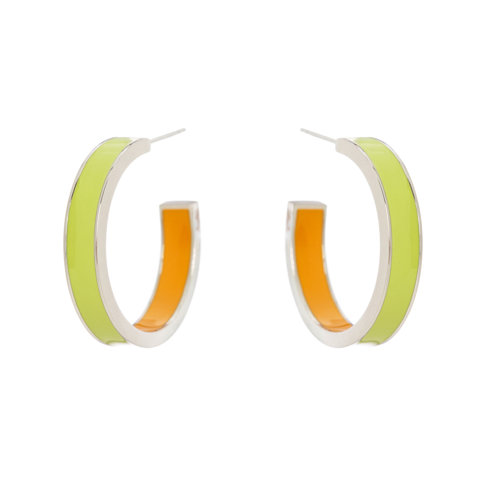 Earrings with chromatic band Candy - Green and orange - Sodini Bijoux