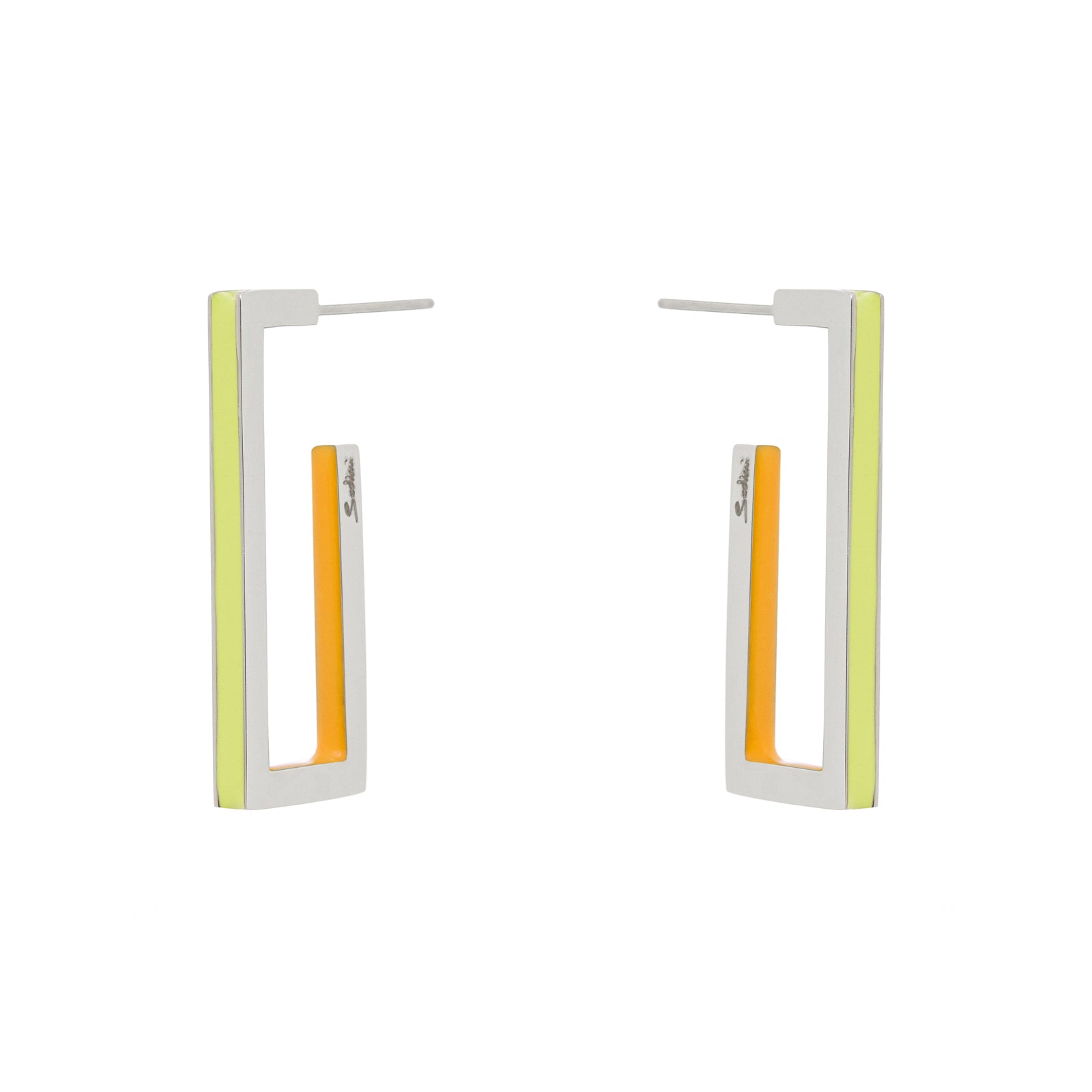Earrings with geometric hoop Candy - Green and orange - Sodini Bijoux