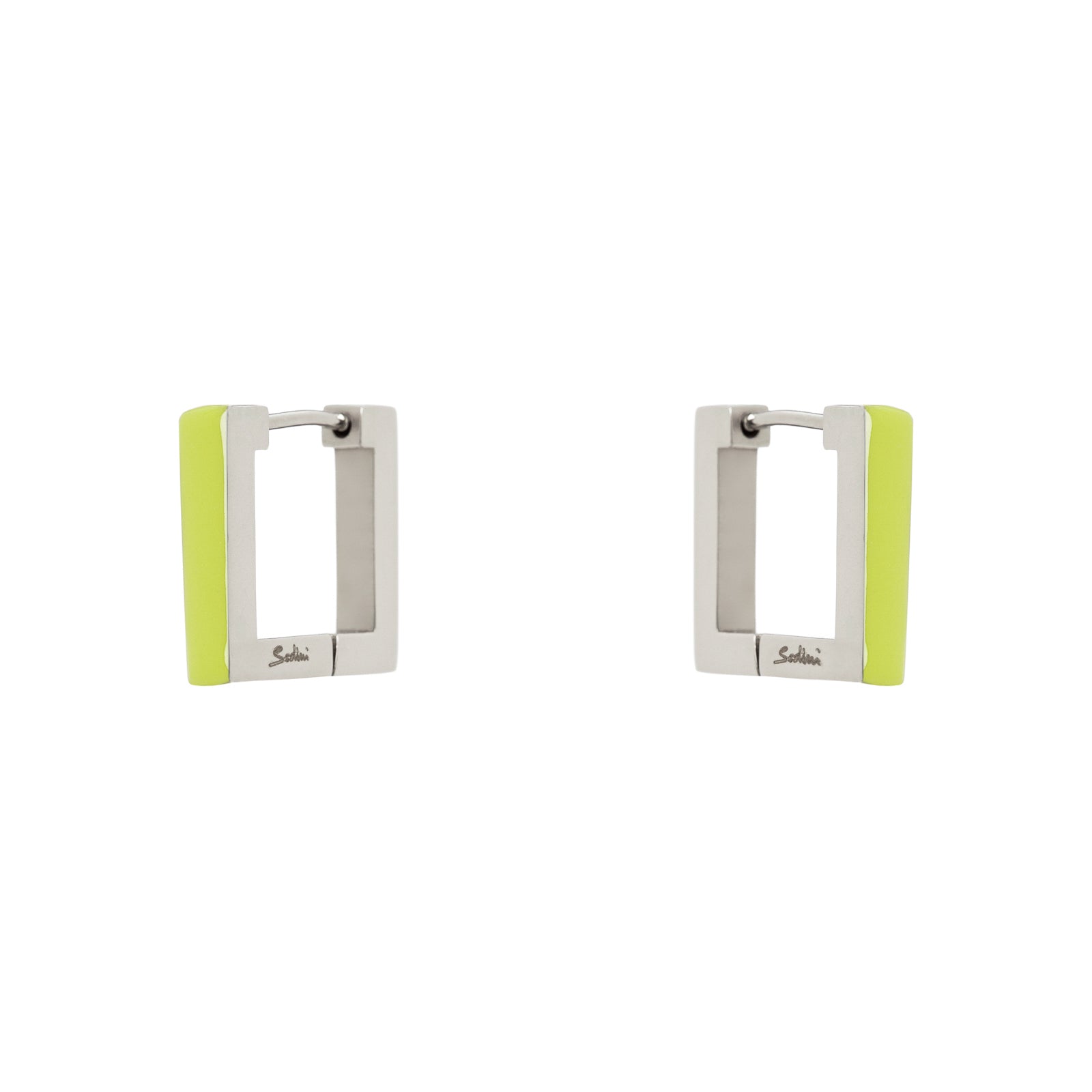 Small earrings with square hoop Candy - Green - Sodini Bijoux